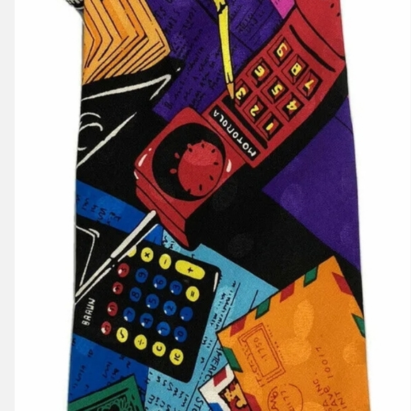Addiction Neck Tie Vintage Wall Street Money Financial Theme Bright Colors - Picture 2 of 8